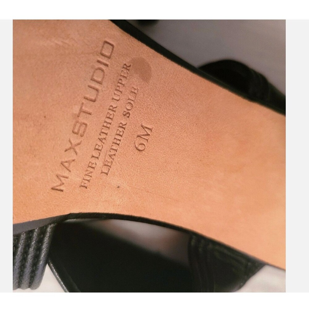 Max Studio Leather Black Crisscross Ankle Strappy Heels sandal open toe shoe 6 M - Picture 13 of 16